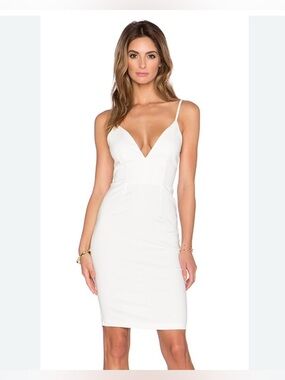 Tiger Mist White Plunge Mini Dress.